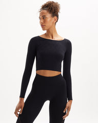 Noelle Warp Knit Longsleeve Set - Black