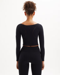 Noelle Warp Knit Longsleeve Set - Black